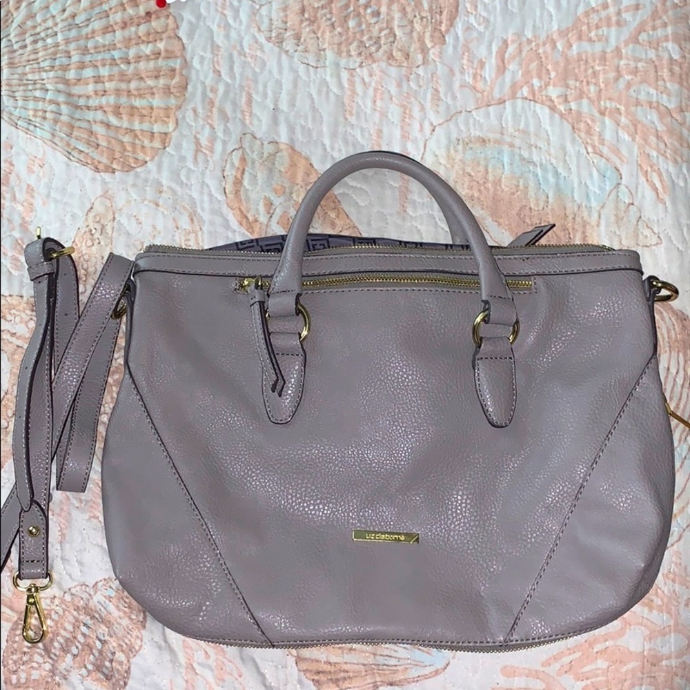 Liz Claiborne grey and black shoulder purse.